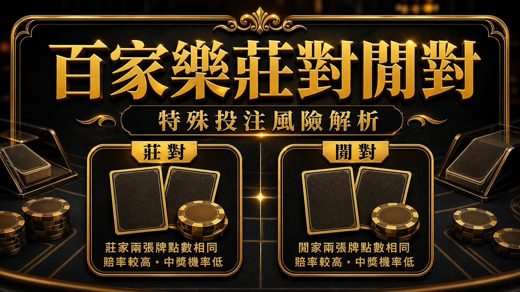 百家樂莊對閒對是什麼？特殊投注賠率與風險解析｜大獎娛樂城